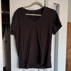 Everlane Organic Cotton V-Neck Tee | Black Short Sleeve Relaxed Fit XL